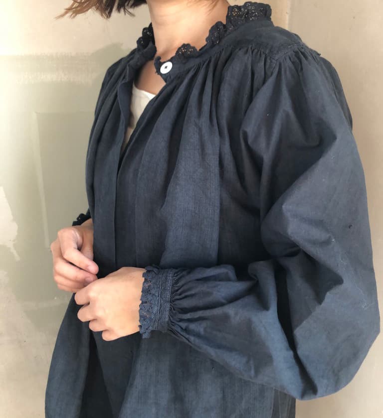 アンティークリネンスモック