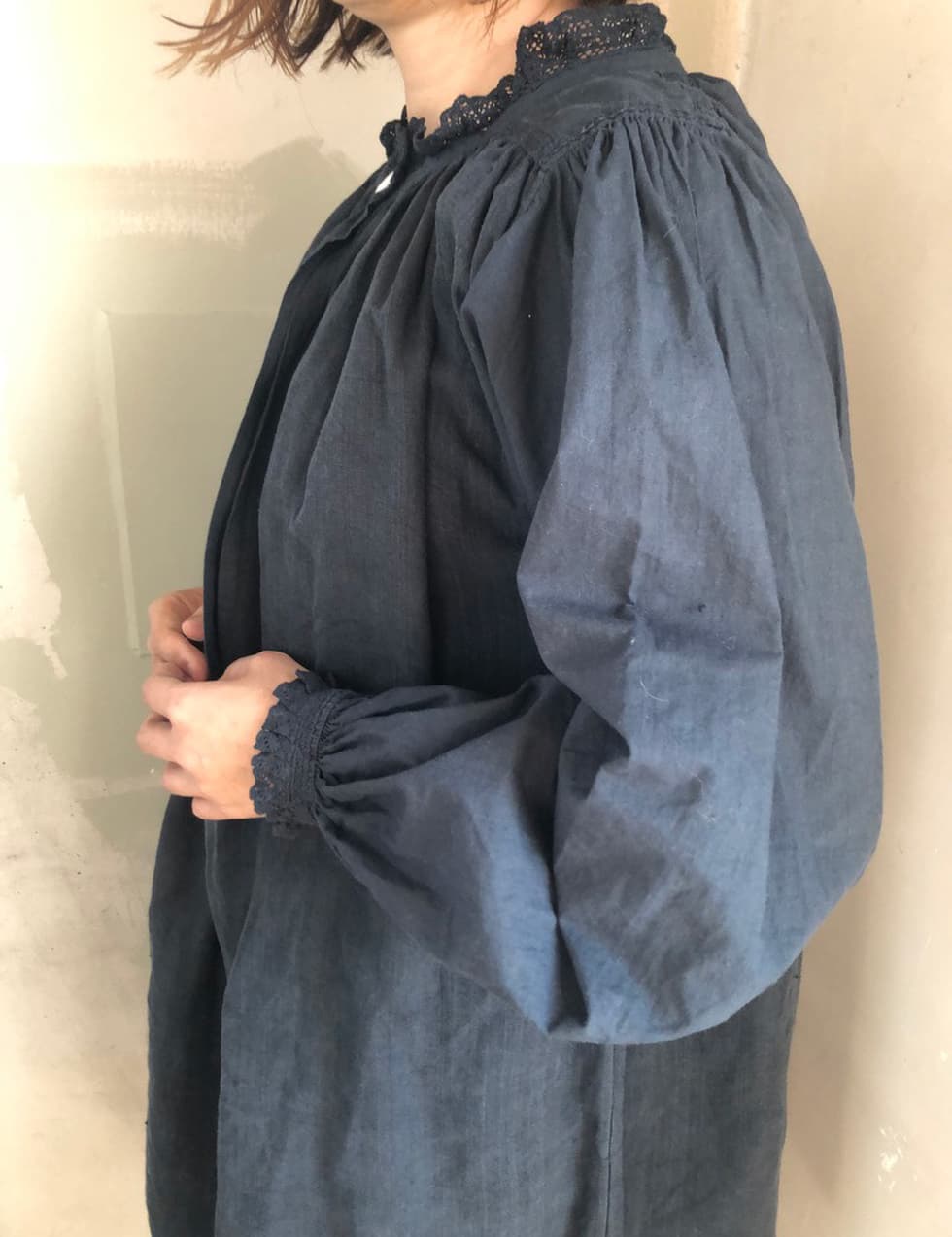 アンティークリネンスモック