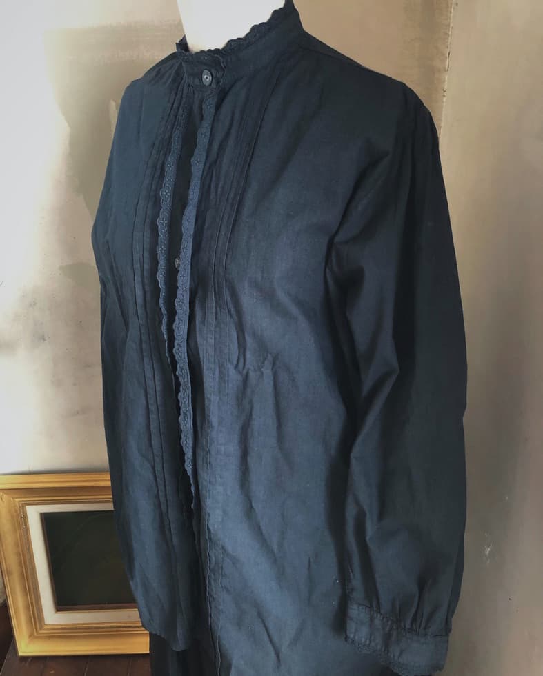 アンティークフレンチコットンフリルブラウスブラック