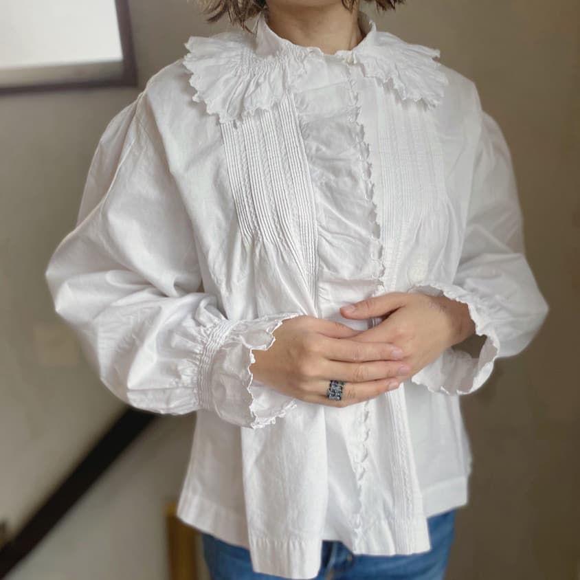 フランスアンティークコットンブラウス