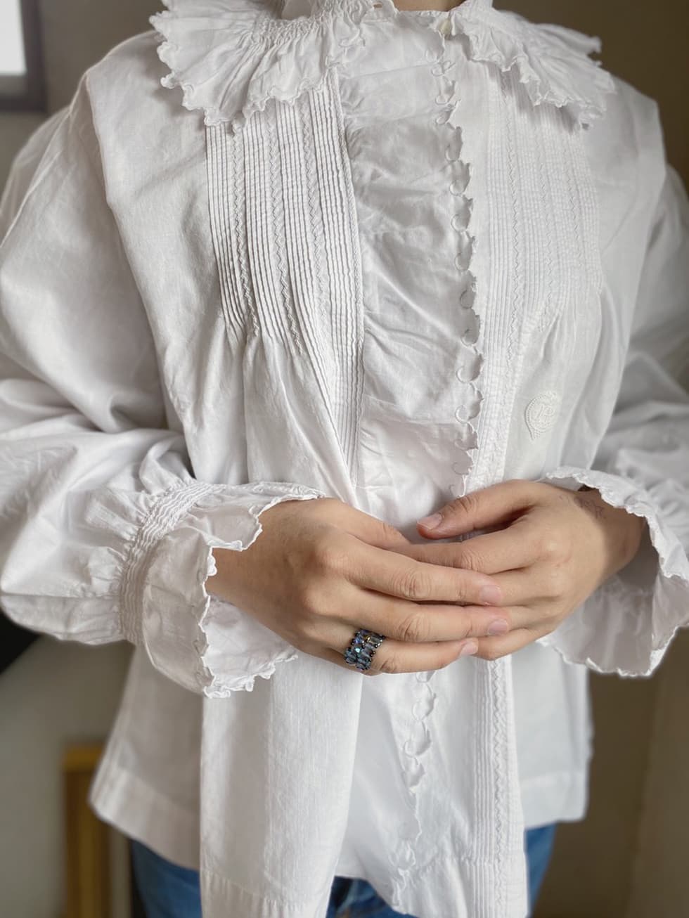 フランスアンティークコットンブラウス