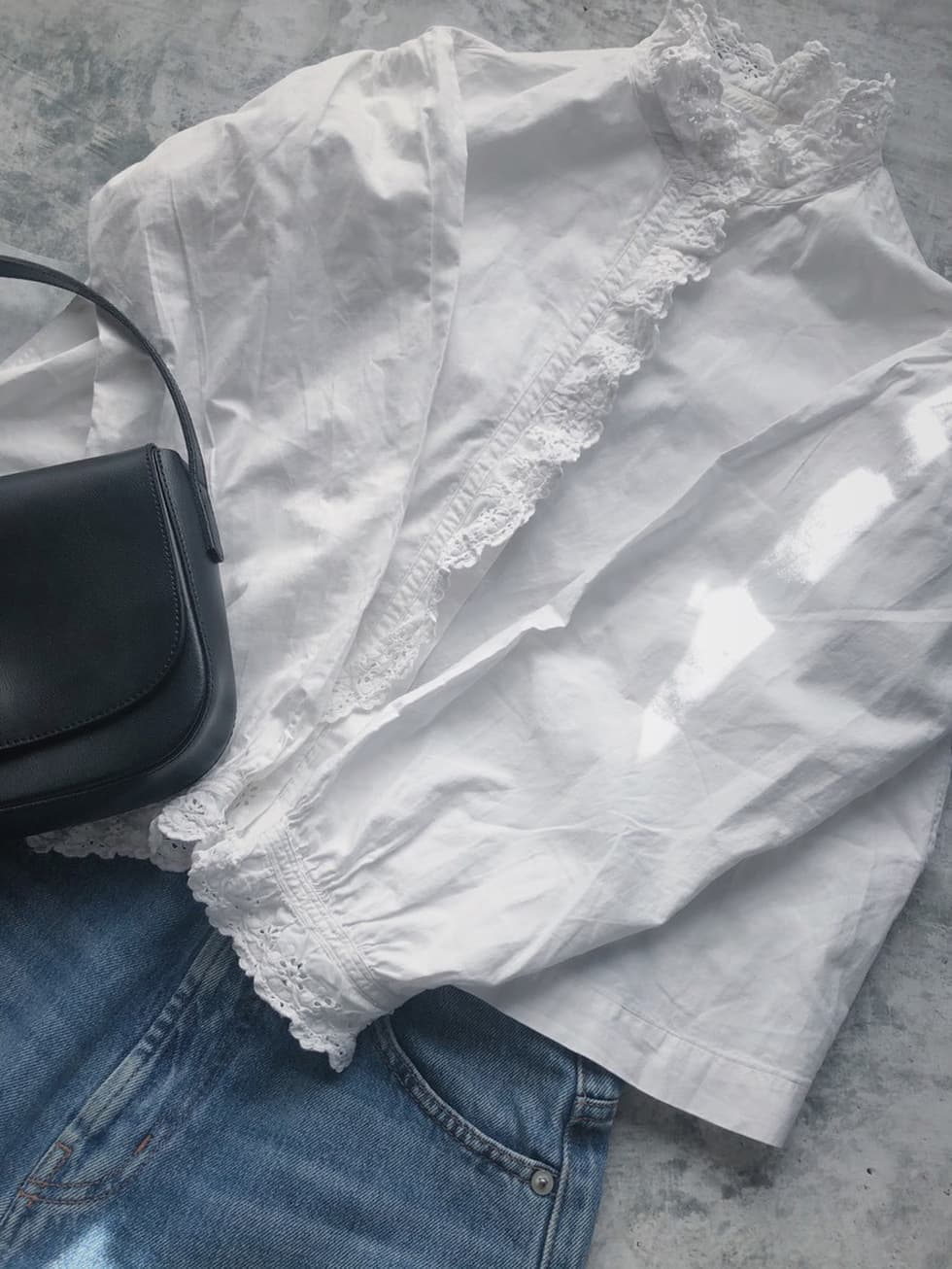 フランスアンティークフリルブラウス