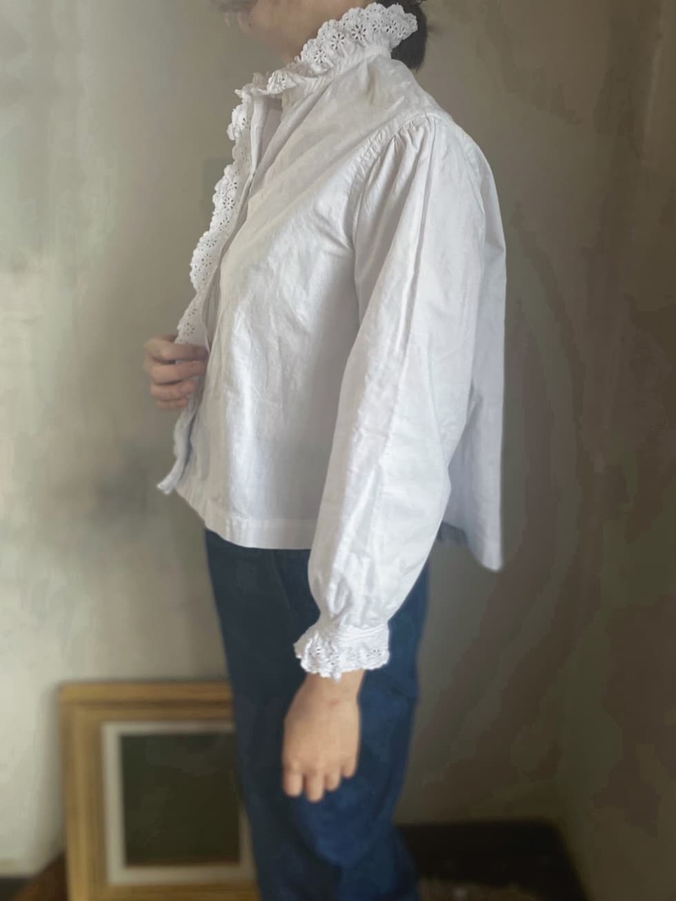 フランスアンティークフリルブラウス