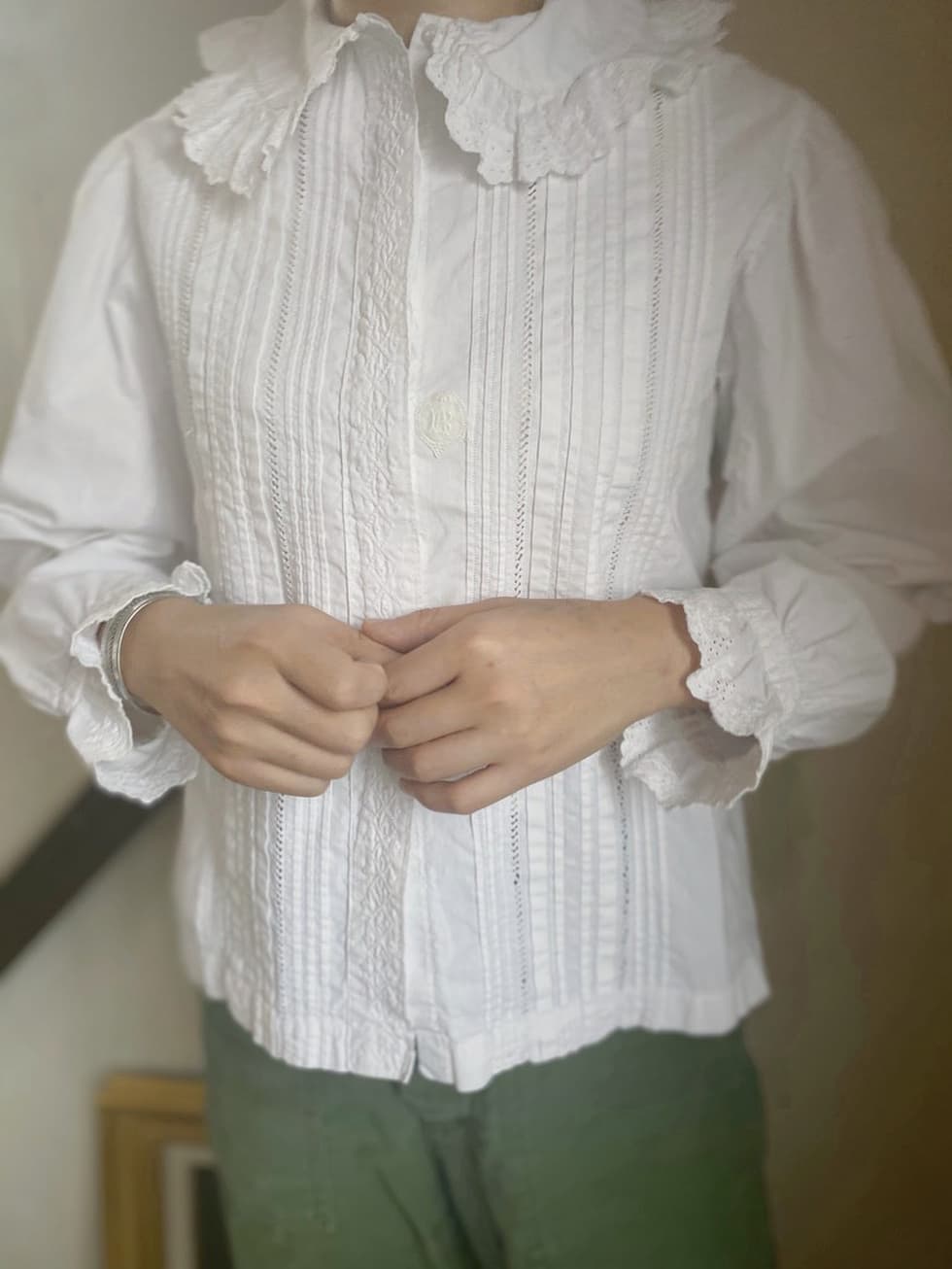 フランスアンティークコットンブラウス