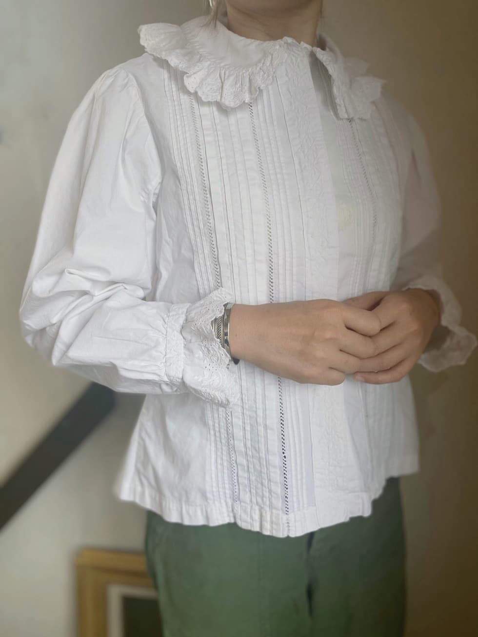 フランスアンティークコットンブラウス