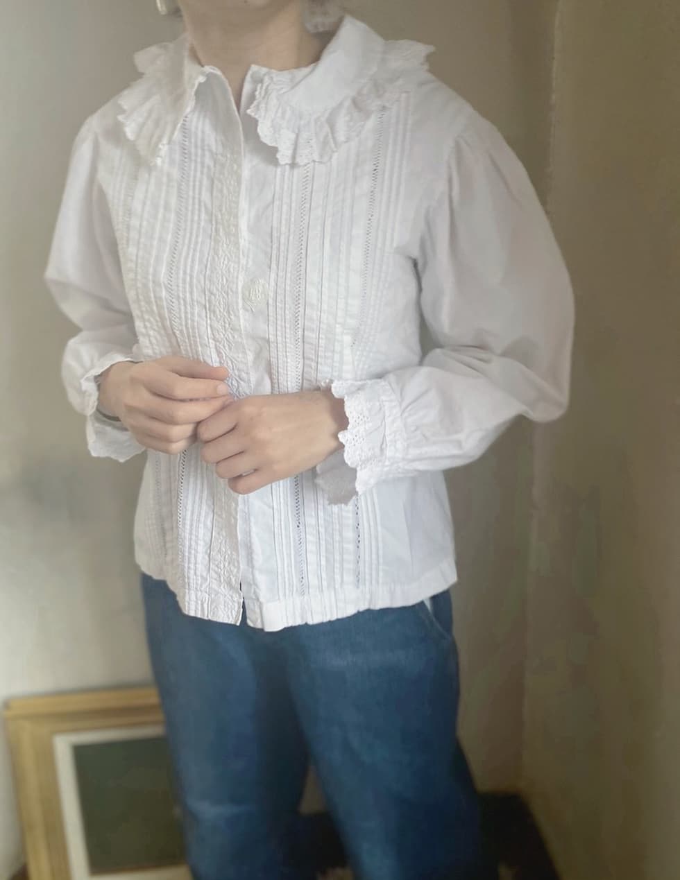 フランスアンティークコットンブラウス
