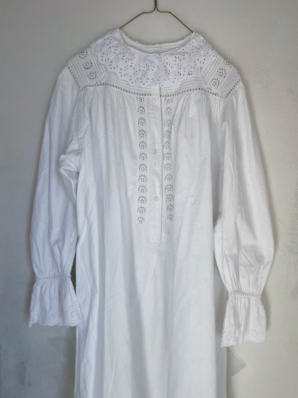 アンティークレースワンピース レース襟ワンピース ナイトガウン 