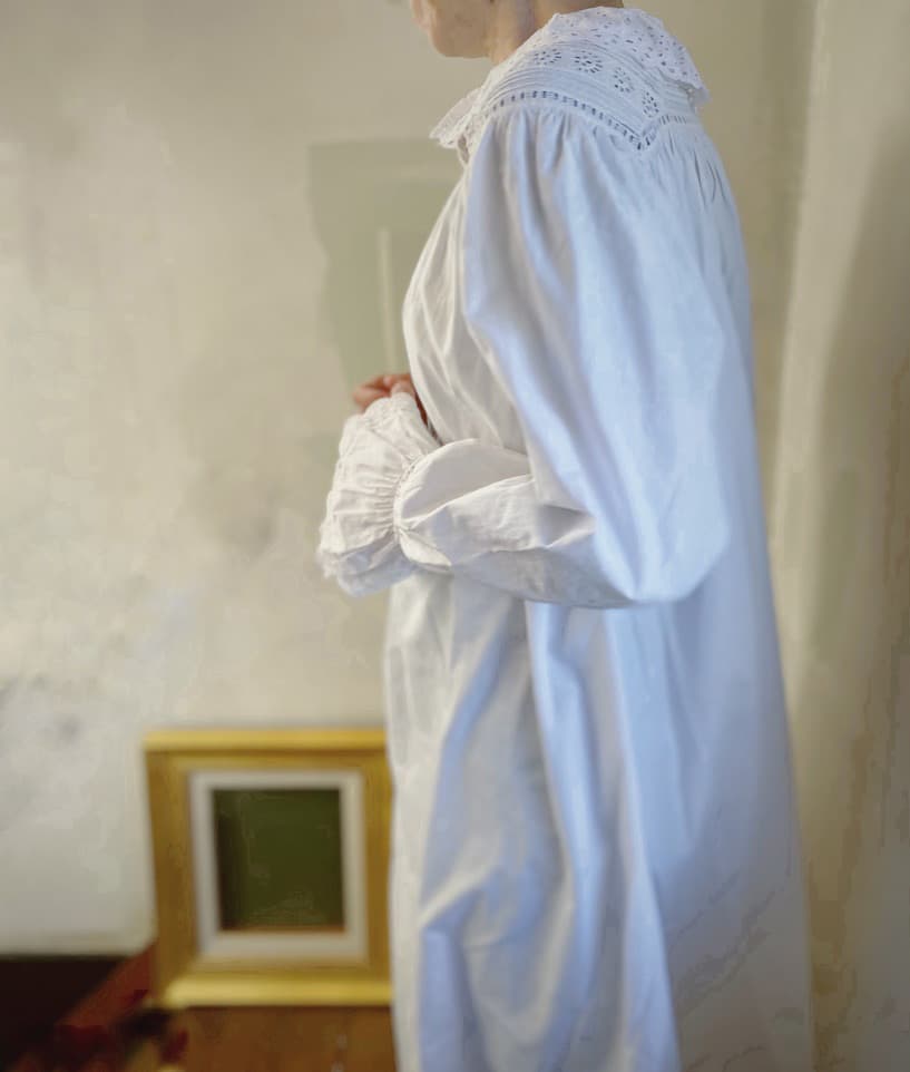 アンティークレースワンピース レース襟ワンピース ナイトガウン 