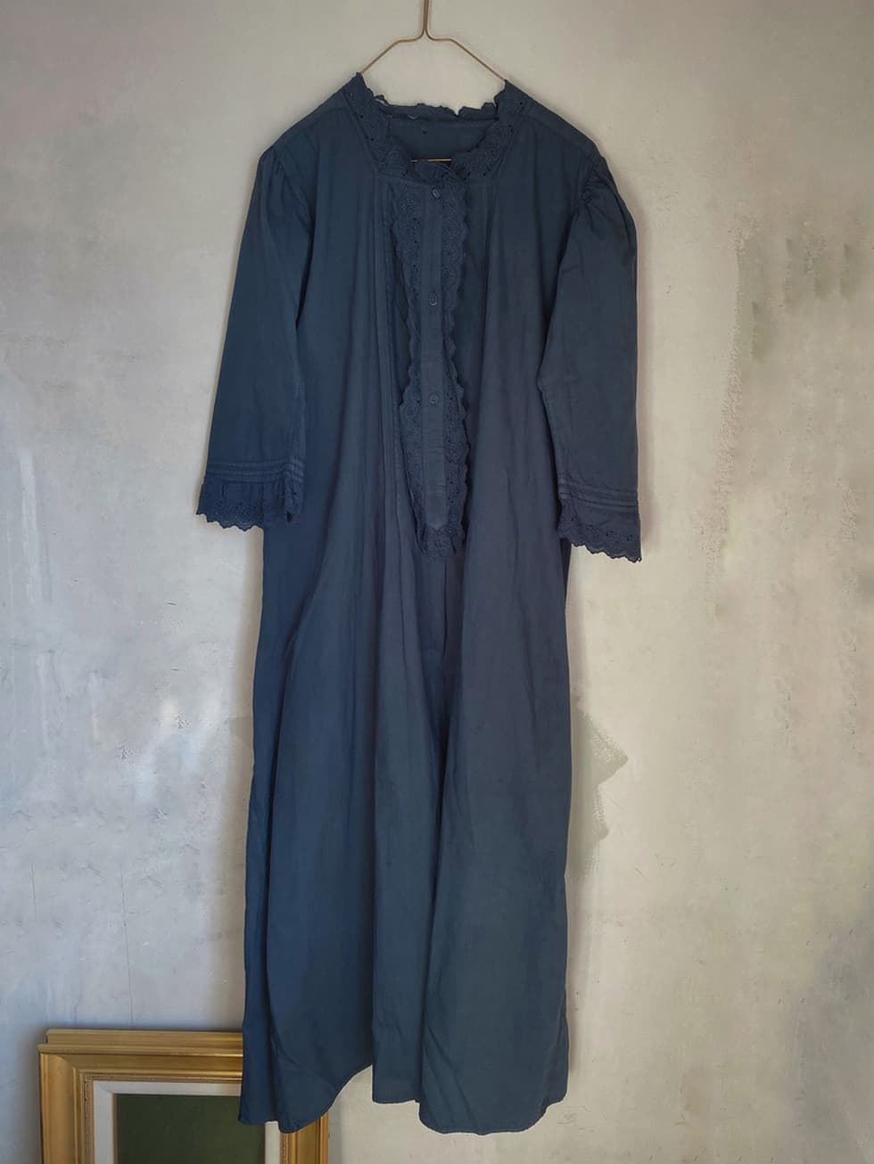 フランスアンティークレースワンピース ダークグレー