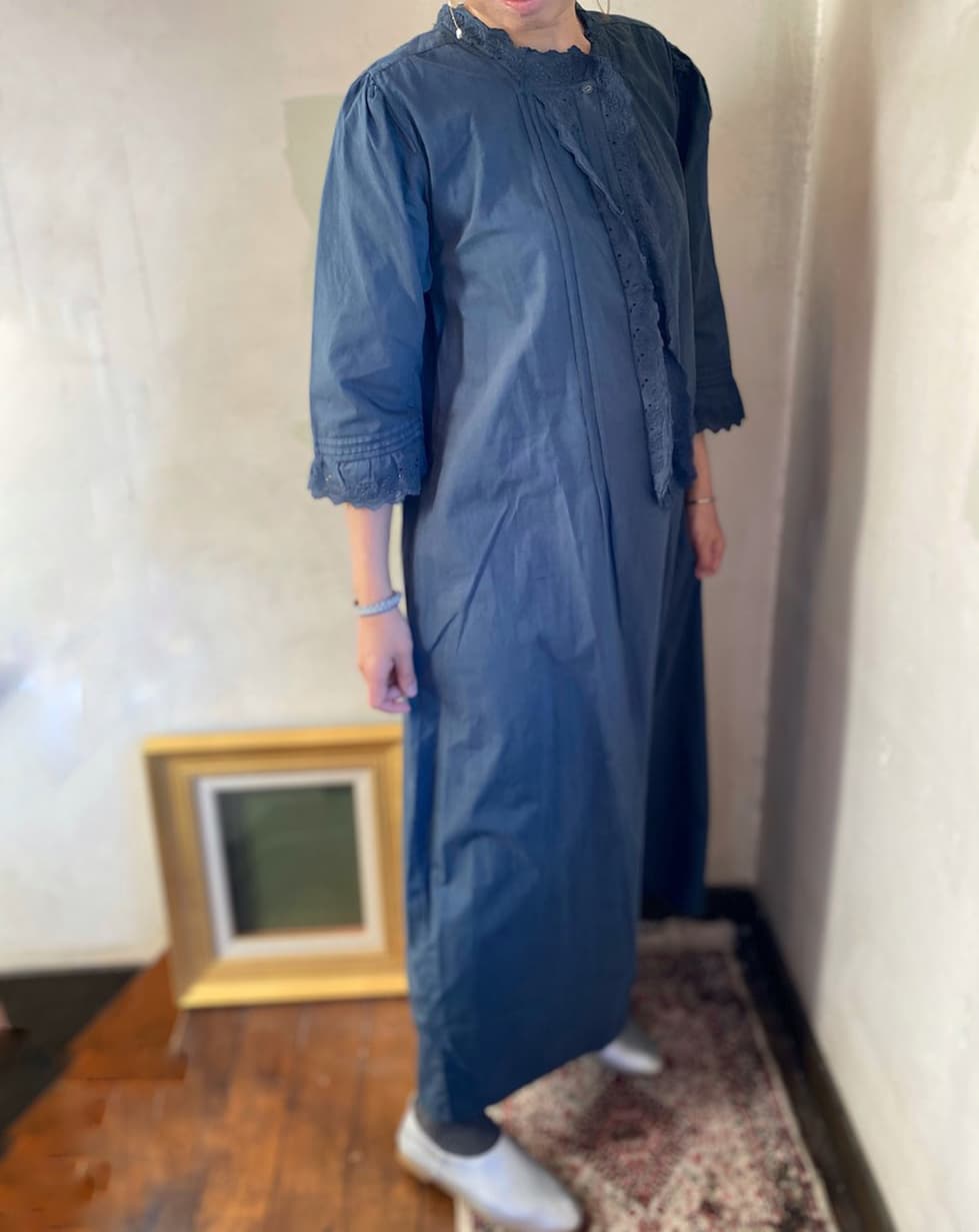 フランスアンティークレースワンピース ダークグレー