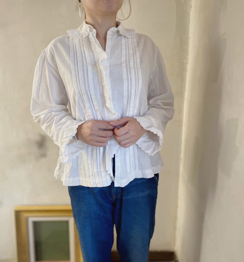 フランスアンティークコットンブラウス