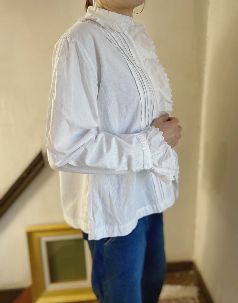 フランスアンティークコットンブラウス