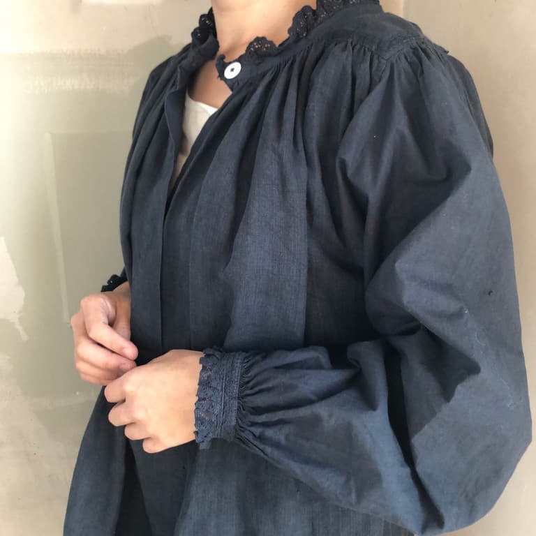 アンティークリネンスモック