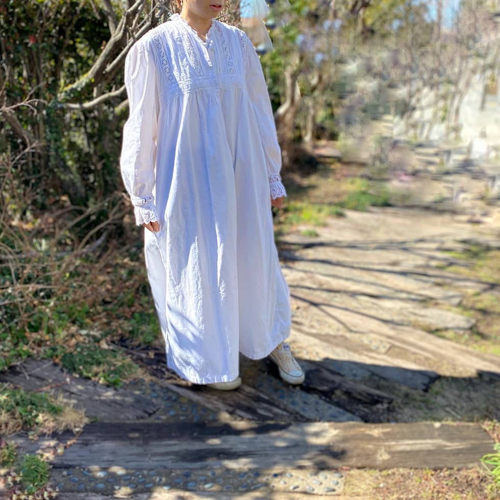 アンティークヴィクトリアンナイトドレス アンティークレースワンピース