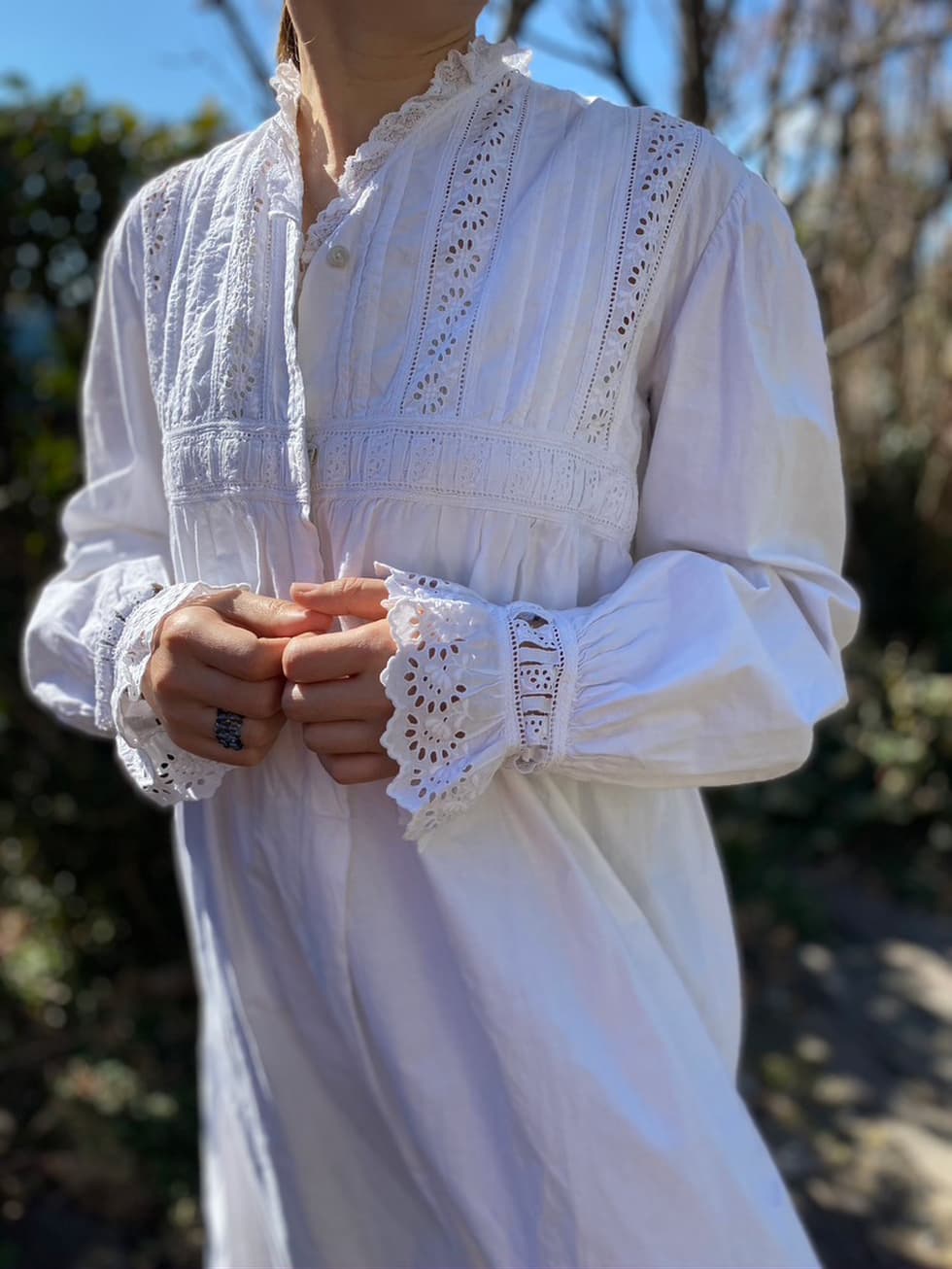 アンティークヴィクトリアンナイトドレス アンティークレースワンピース