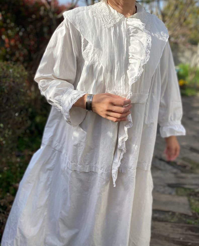 フリル&オーガンジー アンティークレースワンピース 