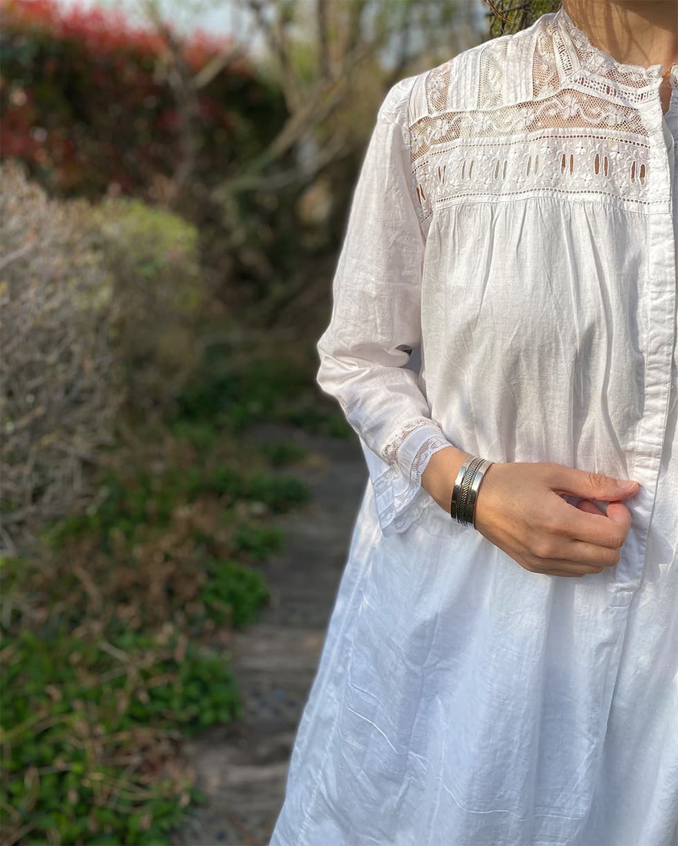 アンティークコットンレースワンピース アンティークレースワンピース