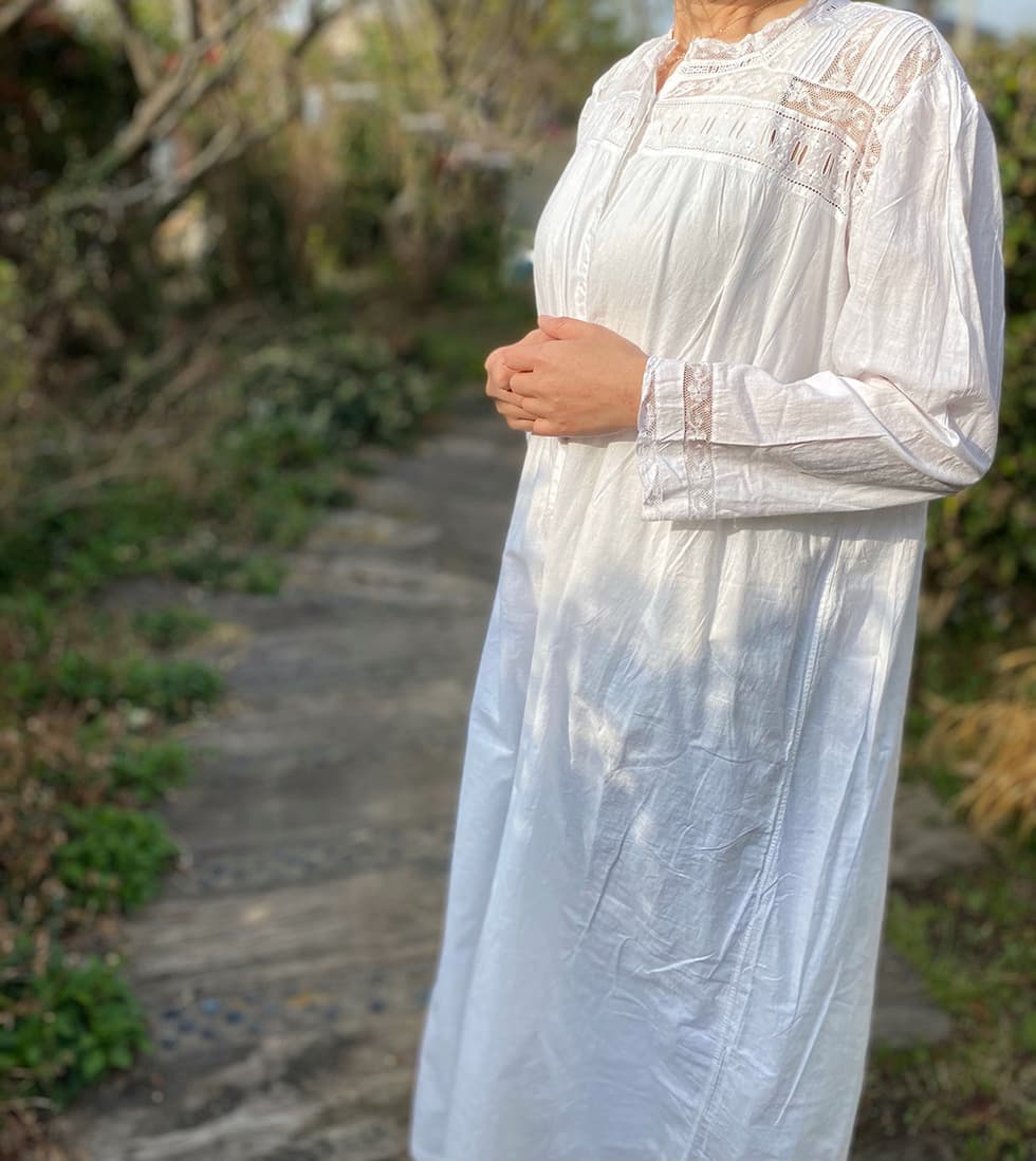 アンティークコットンレースワンピース アンティークレースワンピース