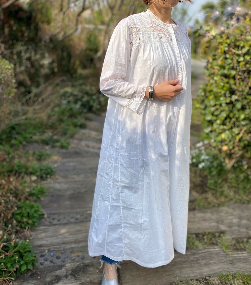 アンティークコットンレースワンピース アンティークレースワンピース