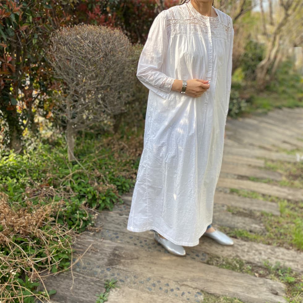 アンティークコットンレースワンピース アンティークレースワンピース