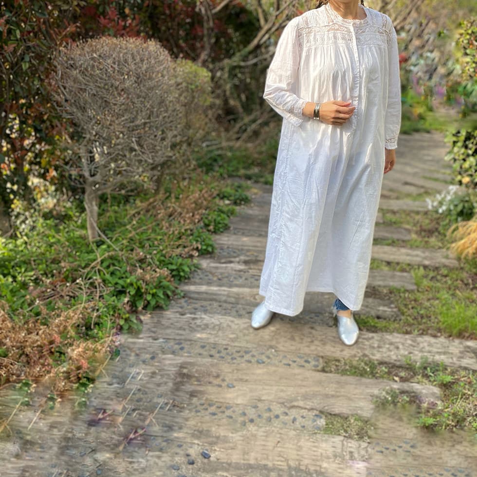 アンティークコットンレースワンピース アンティークレースワンピース