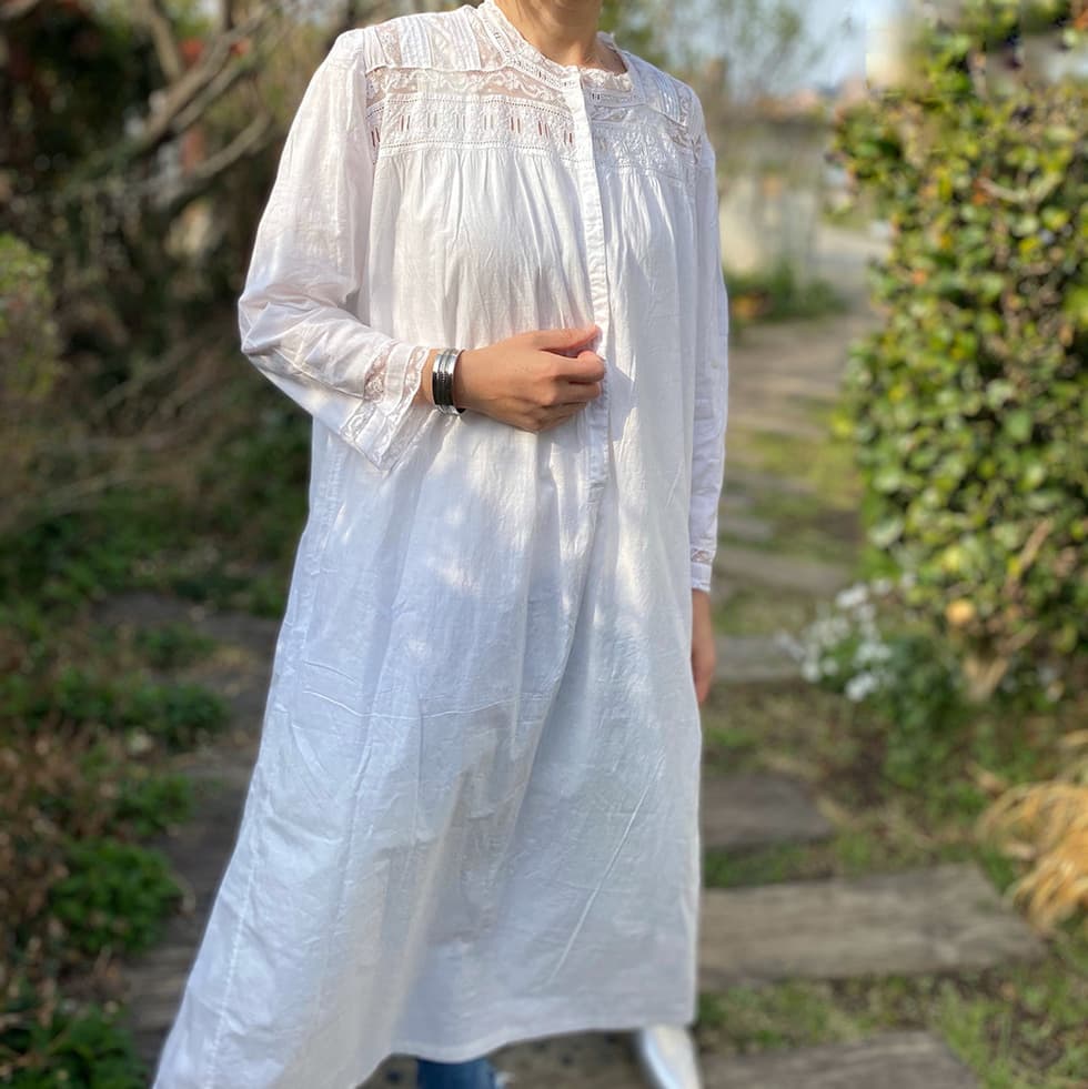 アンティークコットンレースワンピース アンティークレースワンピース