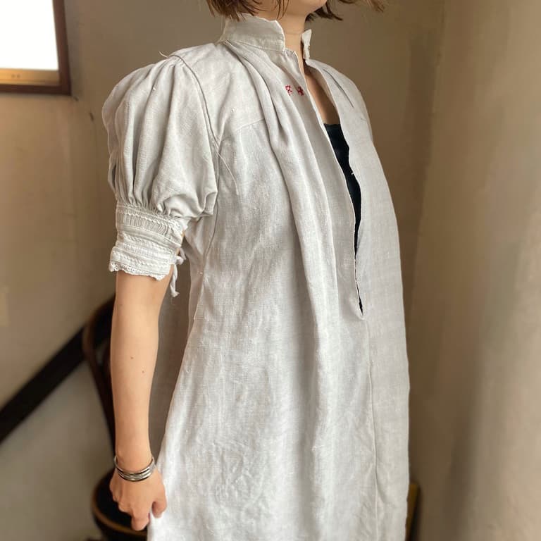 フランスアンティークリネンスモック