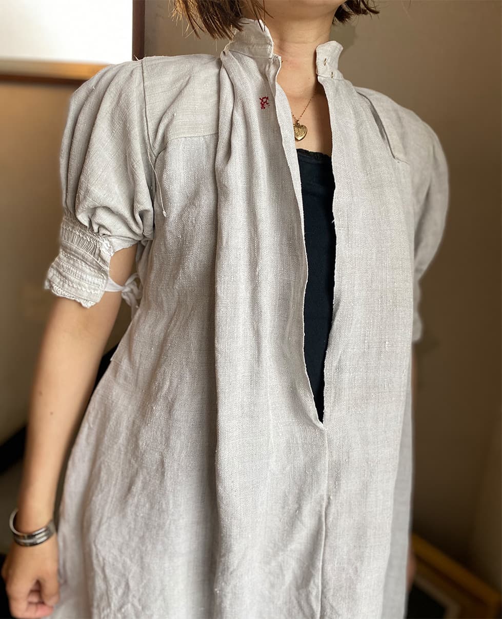 フランスアンティークリネンスモック