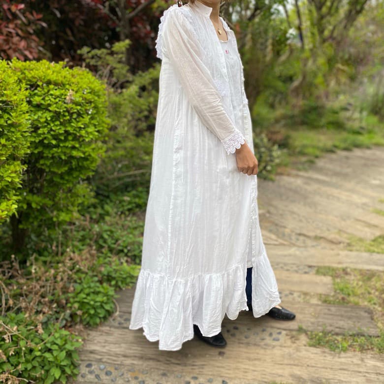 ラッフルマキシアンティークレースワンピース ナイトドレス