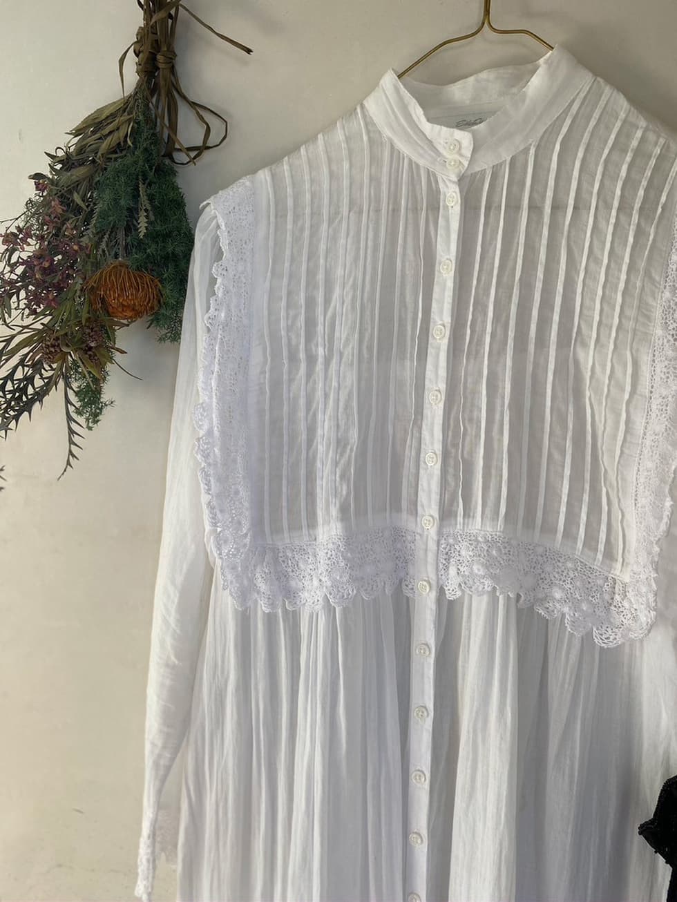 ラッフルマキシアンティークレースワンピース ナイトドレス