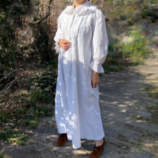 フランスアンティークナイトドレス アンティークレースワンピース 