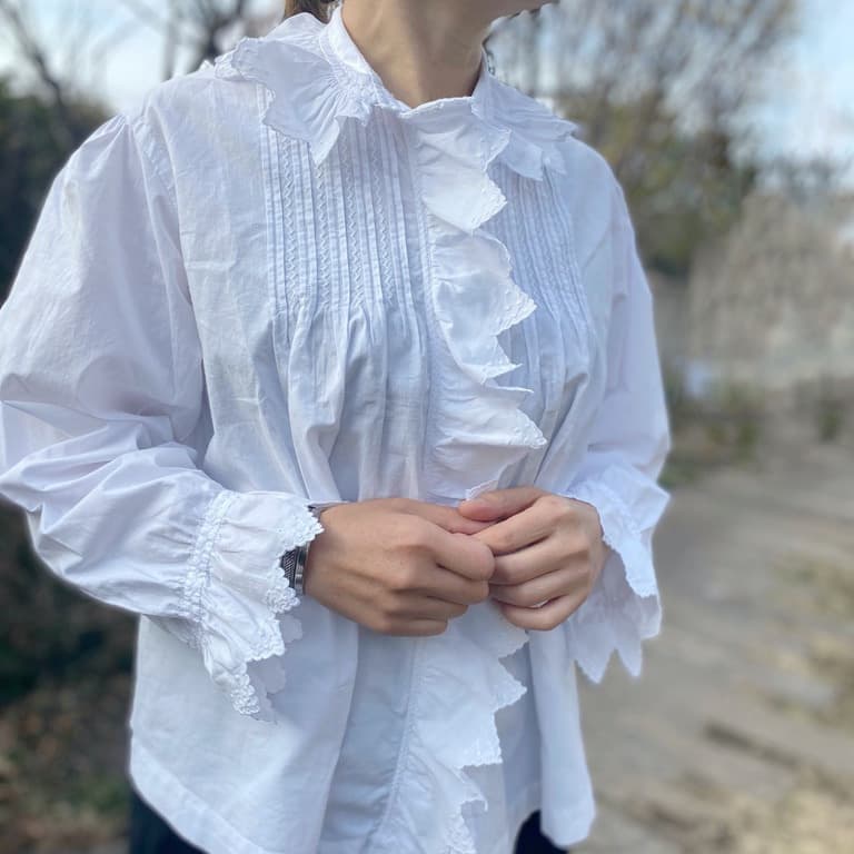フランスアンティークレースブラウス