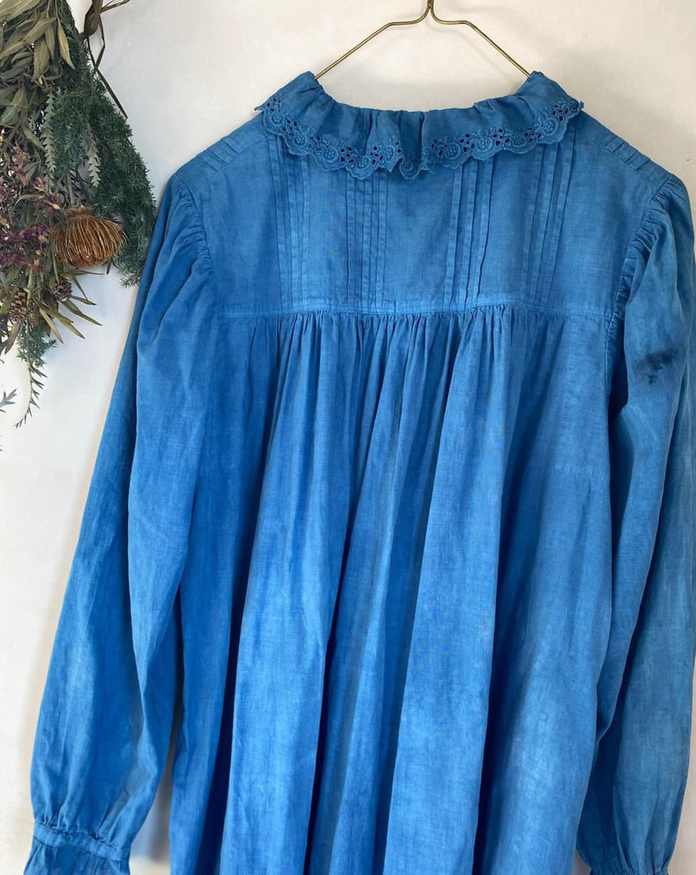 アンティークレースワンピースインディゴブルー