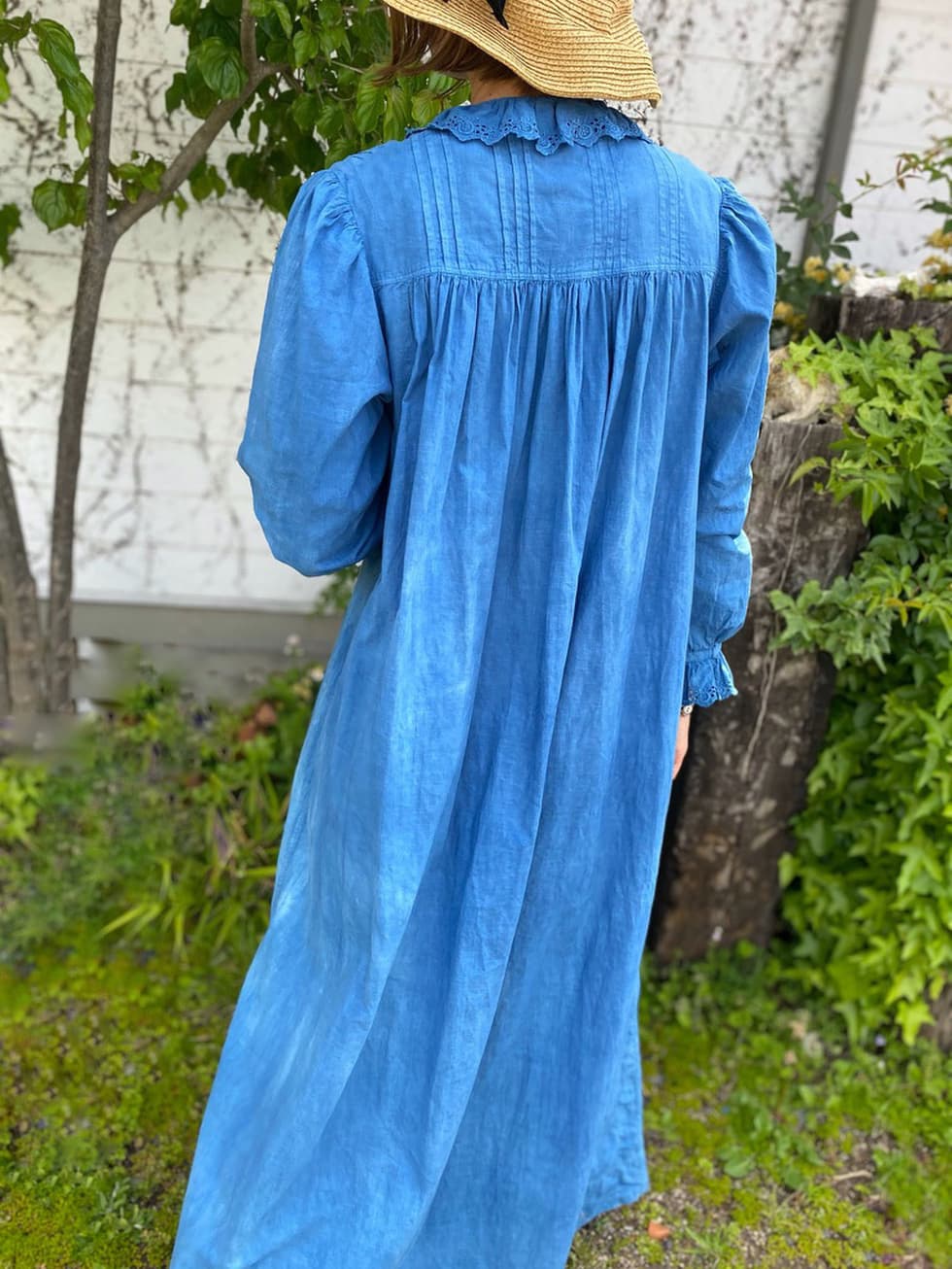 アンティークレースワンピースインディゴブルー