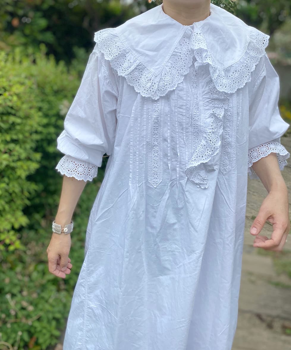 フランスアンティークレースワンピースアンティークナイトドレス