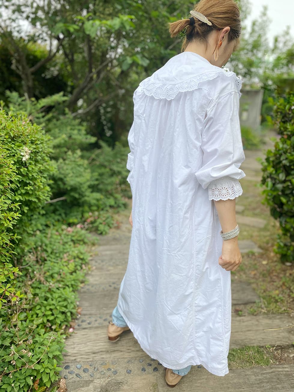 フランスアンティークレースワンピースナイトドレス