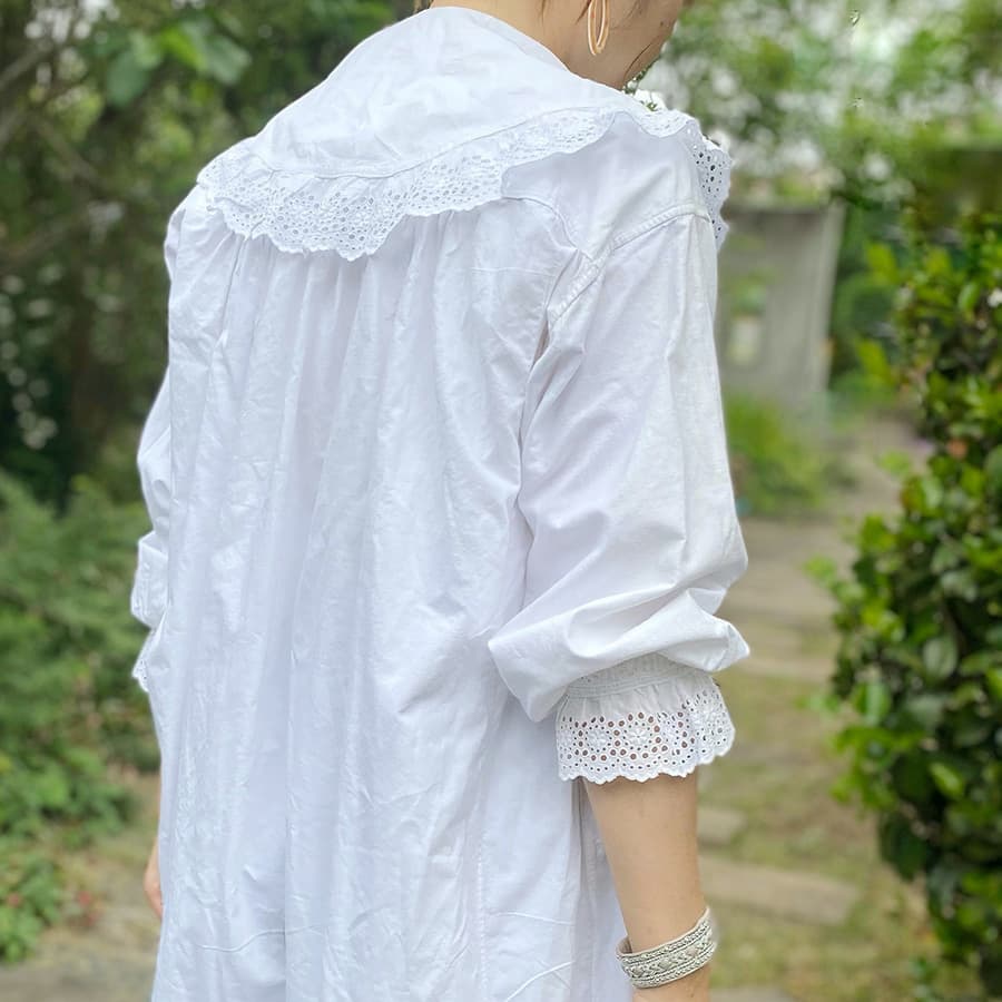 フランスアンティークレースワンピースナイトドレス