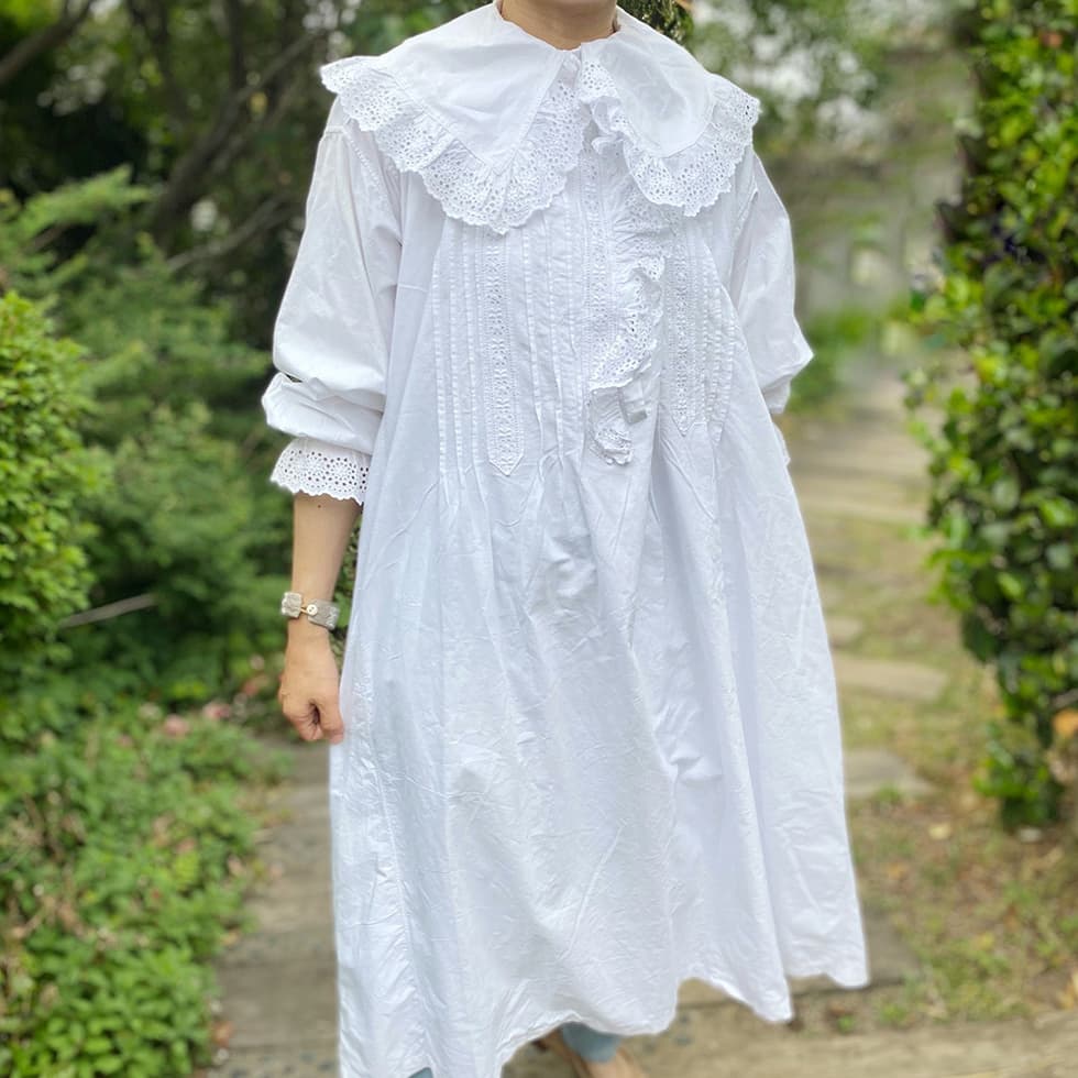 フランスアンティークレースワンピースナイトドレス