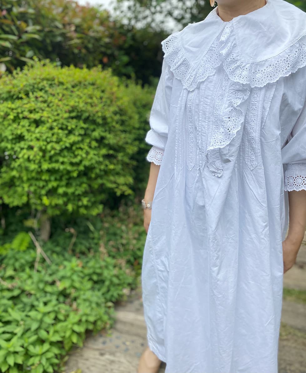 フランスアンティークレースワンピースナイトドレス
