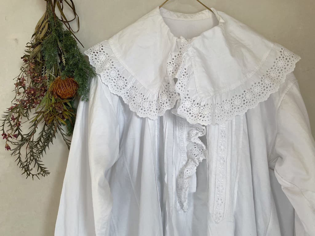 フランスアンティークレースワンピースナイトドレス