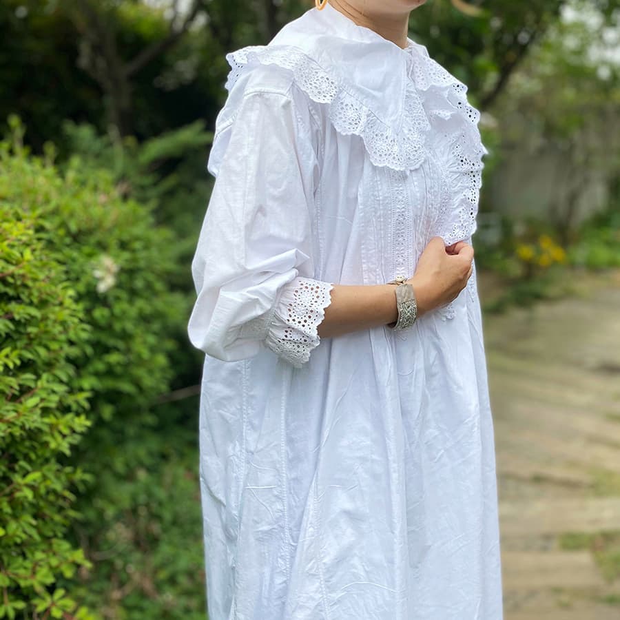 フランスアンティークレースワンピースナイトドレス