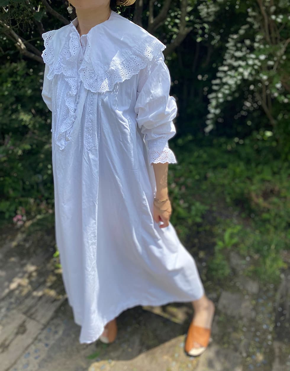 フランスアンティークレースワンピースナイトドレス