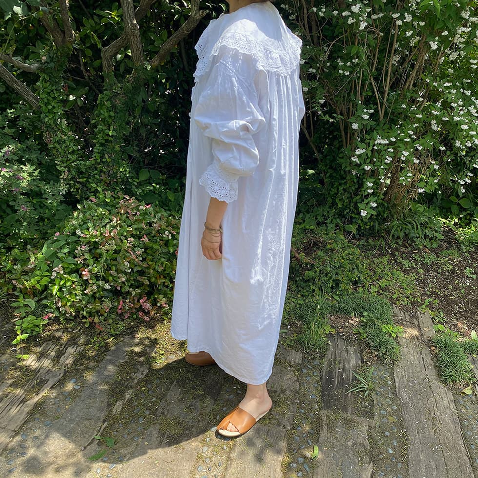 フランスアンティークレースワンピースナイトドレス