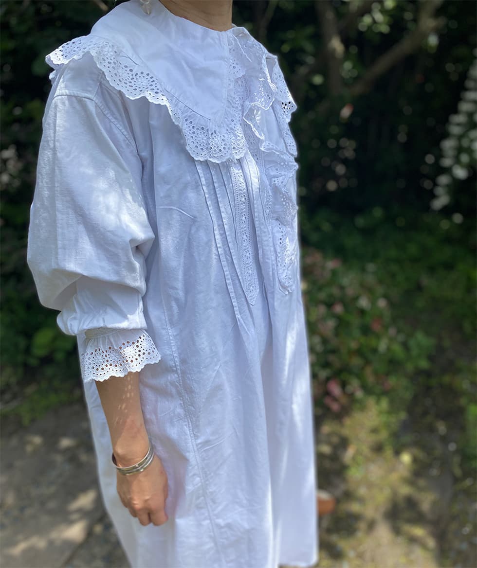 フランスアンティークレースワンピースナイトドレス