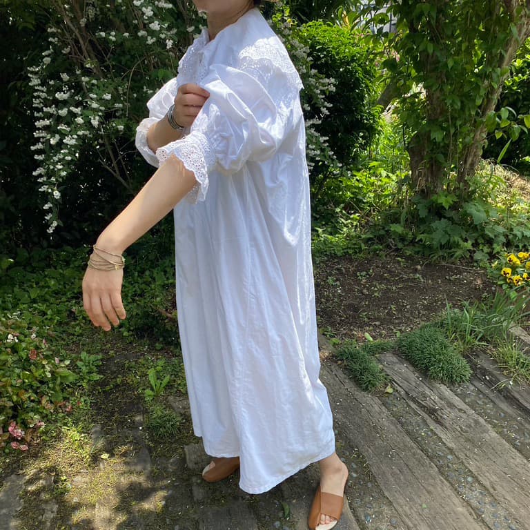 フランスアンティークレースワンピースナイトドレス