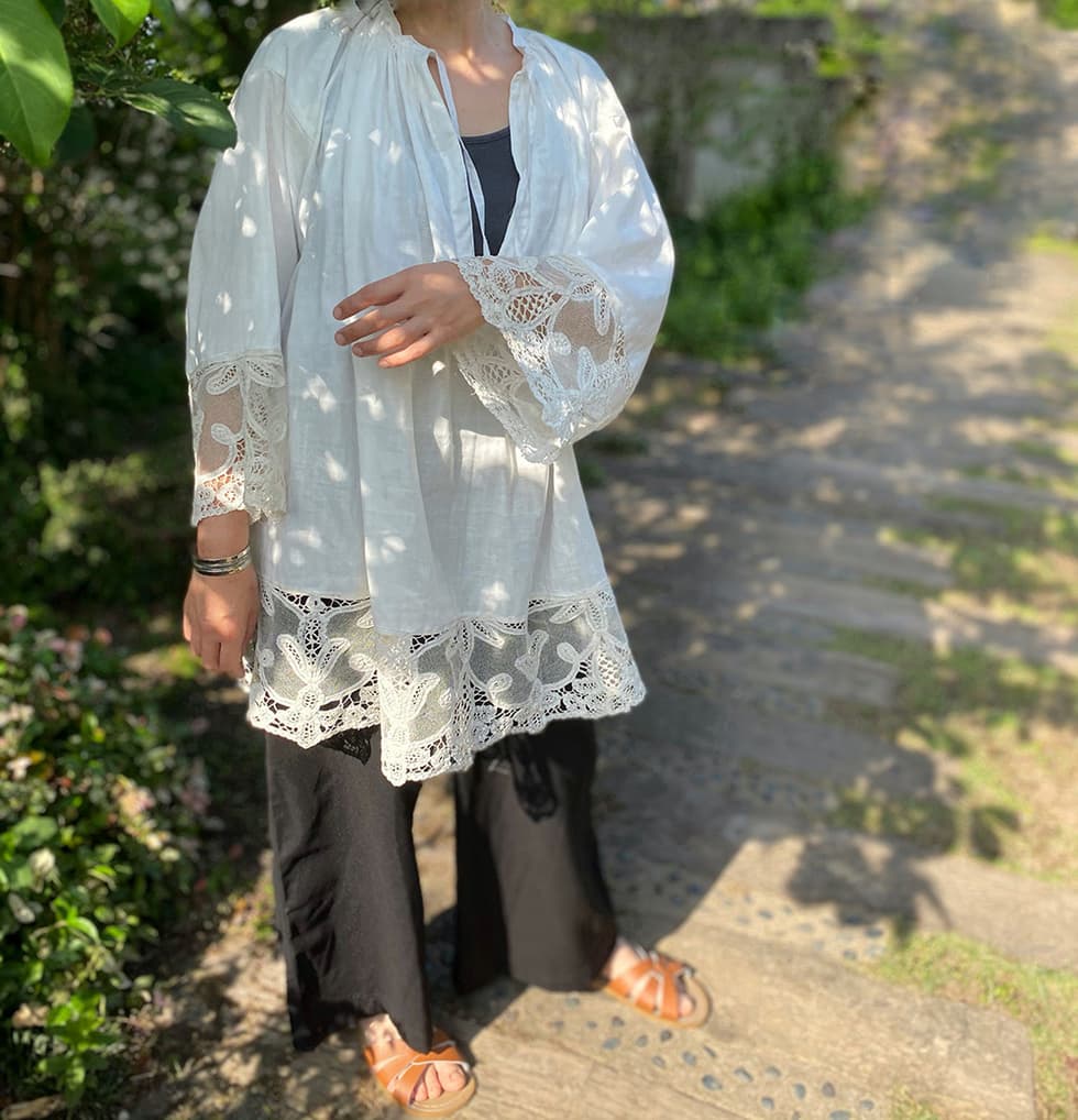 フランスアンティークチャーチスモック