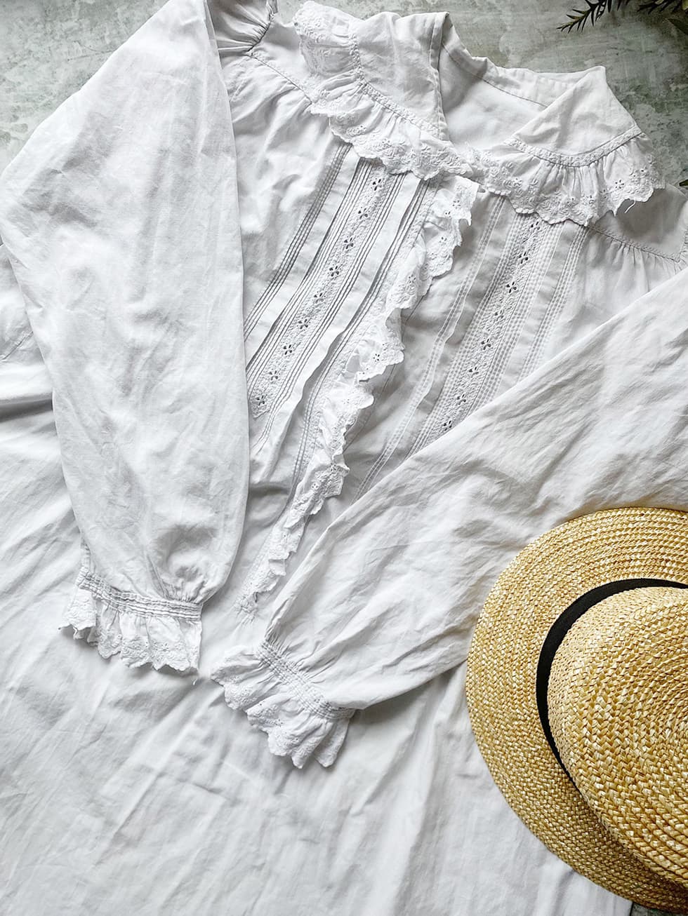 フランスアンティークナイトドレスアンティークレースワンピース