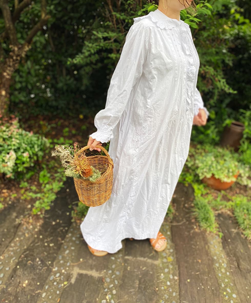 フランスアンティークナイトドレスアンティークレースワンピース