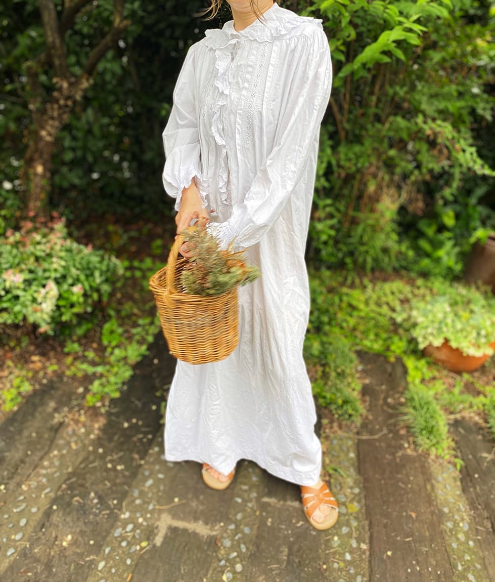 フランスアンティークナイトドレスアンティークレースワンピース