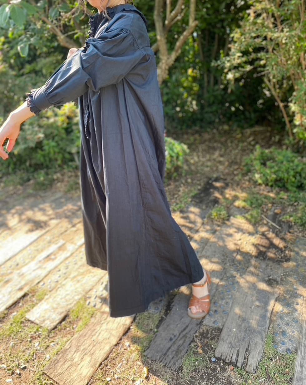 フランスアンティークレースワンピースアンティークナイトドレスブラック